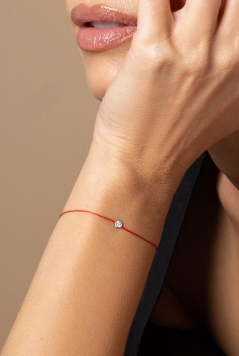 Bracelet fil avec diamant 0.10 carat serti clos or blanc - Redline - 0++