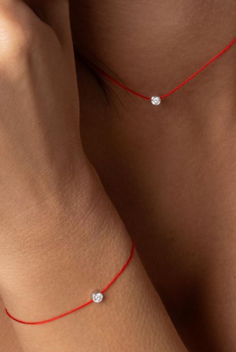 Bracelet fil avec diamant 0.10 carat serti clos or blanc - Redline - 0++