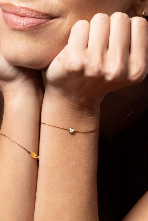 Bracelet fil avec diamant 0.10 carat serti clos or jaune - Redline - 0++