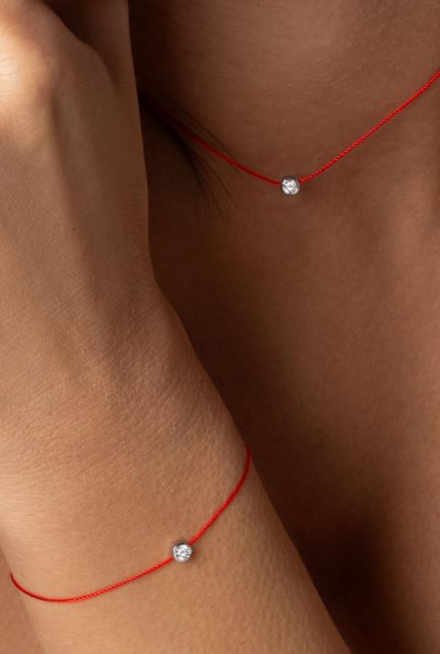 Bracelet fil avec diamant 0.10 carat serti clos or noir - Redline - 0++