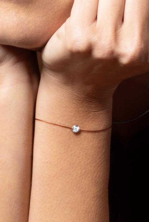 Bracelet fil avec diamant 0.20 carat serti clos or blanc - Redline - 0++