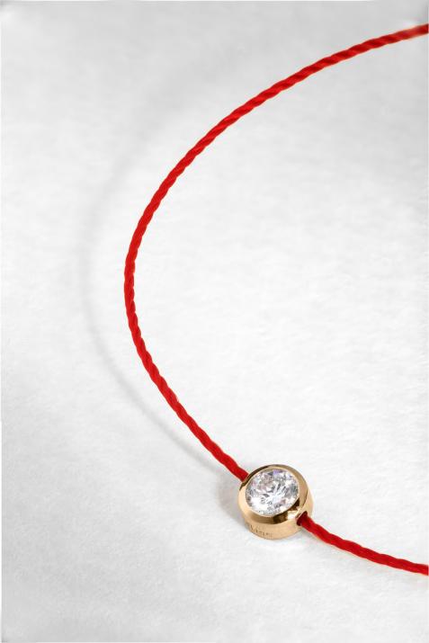 Bracelet fil avec diamant 0.10 carat serti clos or rose - Redline - 0++