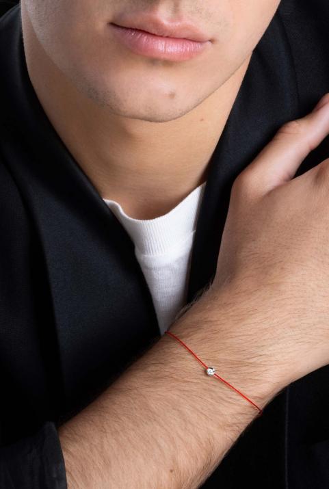 Bracelet homme fil avec diamant 0.10 carat en serti clos or blanc - Redline - 0++