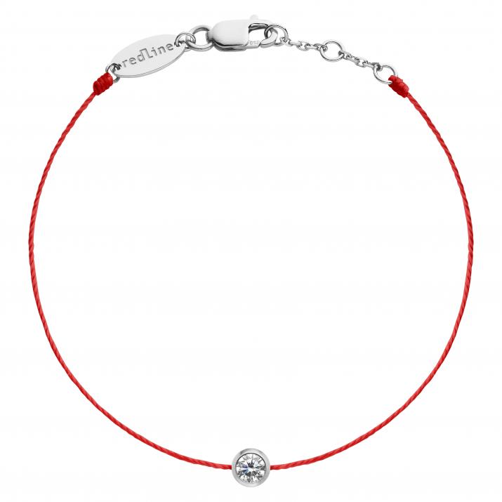 Bracelet homme fil avec diamant 0.10 carat en serti clos or blanc - Redline - 0++
