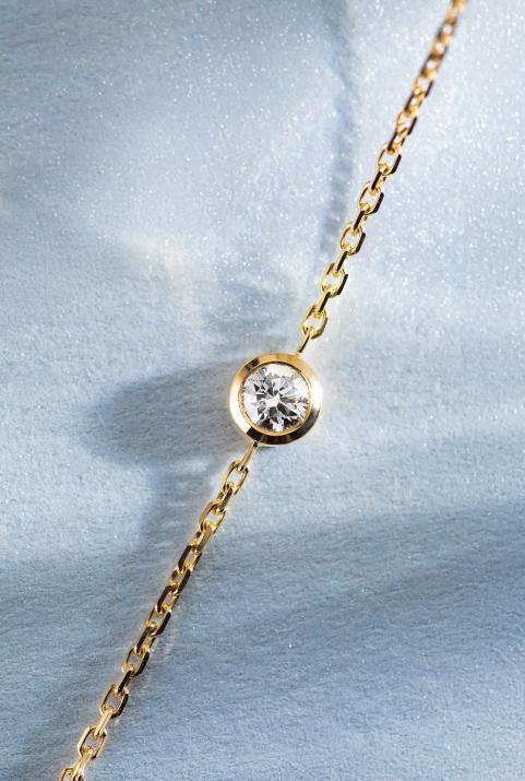 Bracelet chaîne avec diamant 0.10 carat serti clos or jaune - Redline - 0++