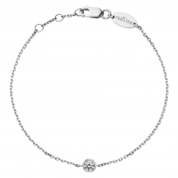 Redline Bijoux Pure Bracelet Chaine Homme avec 0.10ct Diamant Rond en Or Blanc Serti Clos Redline