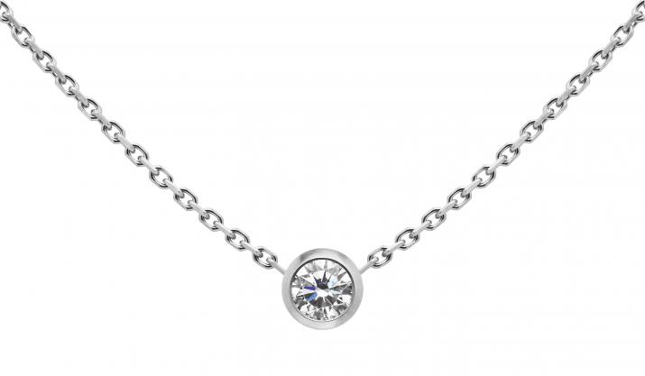 Collier chaîne avec diamant 0.10 carat en serti clos or blanc - Redline - 0++