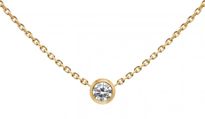 Collier chaîne avec diamant 0.10 carat en serti clos or jaune - Redline - 0++