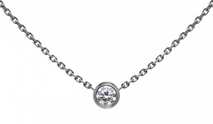 Collier chaîne avec diamant 0.10 carat en serti clos or noir - Redline - 0++