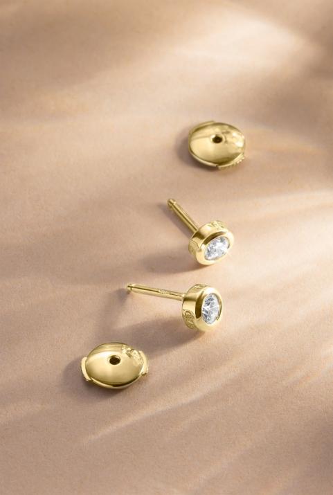 Boucles d'oreilles avec diamant 0.20 carat en serti clos or jaune - Redline - 0++