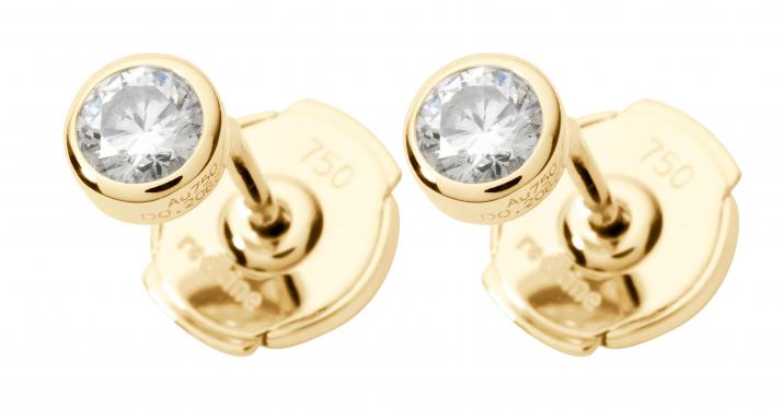 Boucles d'oreilles avec diamant 0.20 carat en serti clos or jaune - Redline - 0++