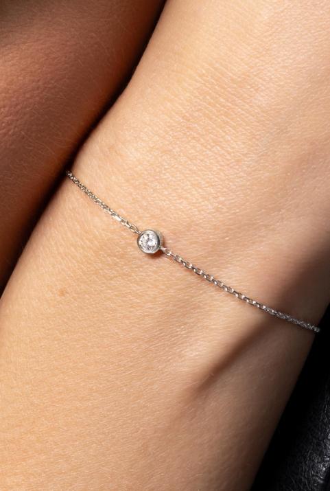 Bracelet chaîne avec diamant 0.20 carat serti clos or blanc - Redline - 0++