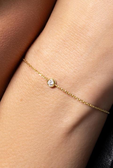 Bracelet chaîne avec diamant 0.20 carat serti clos or jaune - Redline - 0++