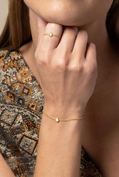 Bracelet chaîne avec diamant 0.20 carat serti clos or jaune - Redline - 0++