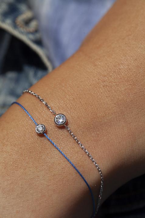 Bracelet chaîne avec diamant 0.20 carat serti clos or blanc - Redline - 0++