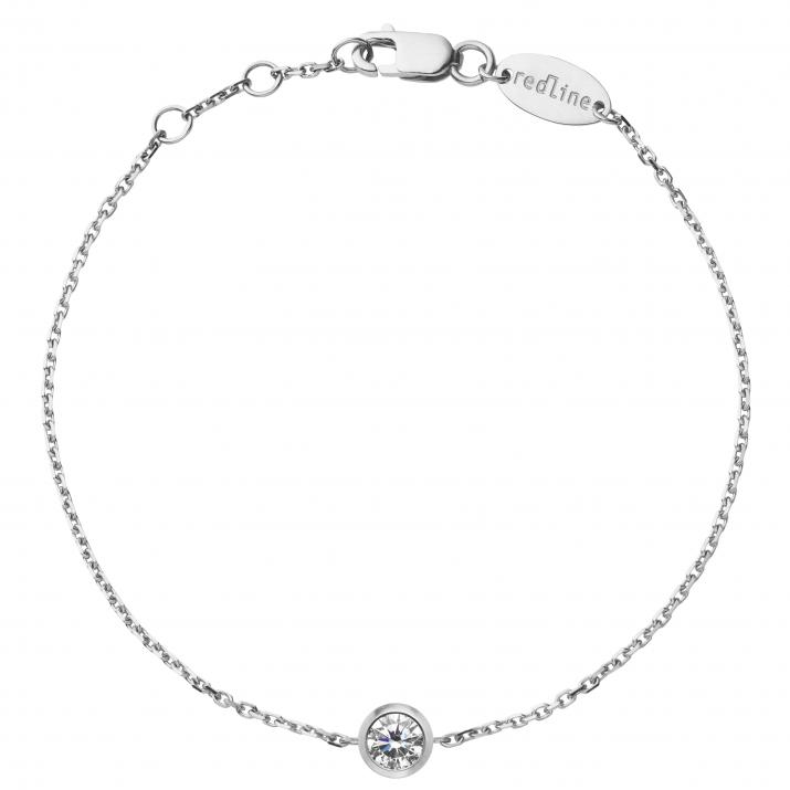 Bracelet chaîne avec diamant 0.20 carat serti clos or blanc - Redline - 0++