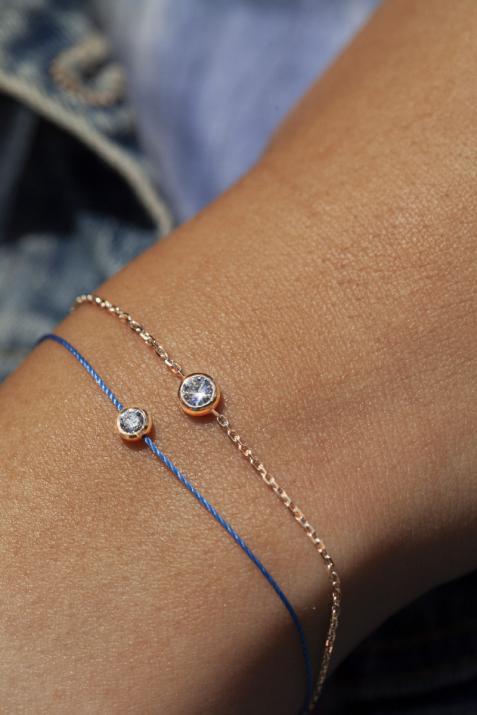 Bracelet chaîne avec diamant 0.20 carat serti clos or rose - Redline - 0++