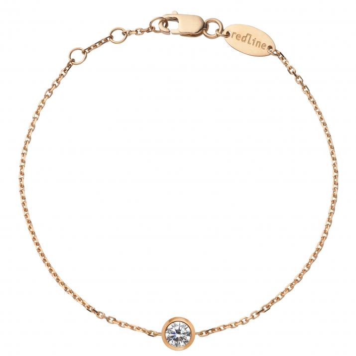 Bracelet chaîne avec diamant 0.20 carat serti clos or rose - Redline - 0++