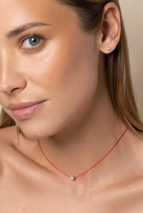 Collier fil avec diamant 0.20 carat serti clos or blanc - Redline - 0++