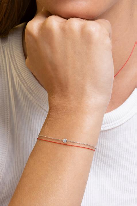 Bracelet chaîne avec diamant 0.10 carat en serti clos or blanc - Redline - 0++