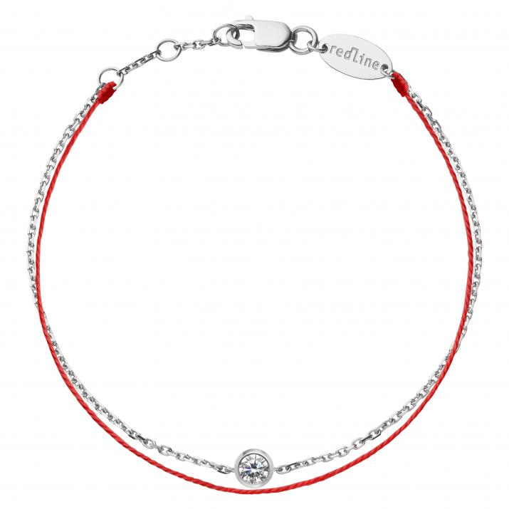 Bracelet chaîne avec diamant 0.10 carat en serti clos or blanc - Redline - 0++