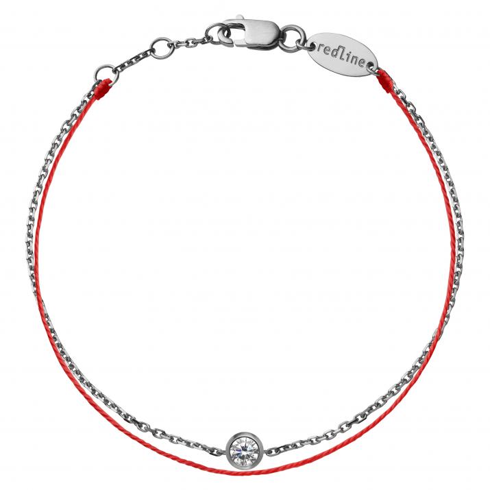 Bracelet chaîne avec diamant 0.10 carat en serti clos or noir - Redline - 0++