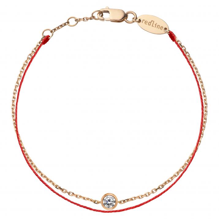 Bracelet chaîne avec diamant 0.10 carat en serti clos or rose - Redline - 0++