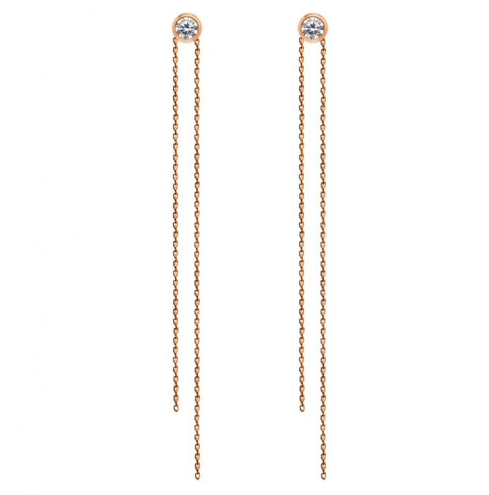Boucle d’oreille Pure Pendante chaine or Rose - Redline