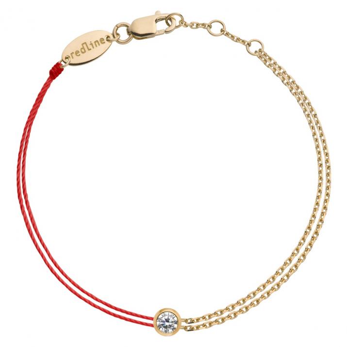 Bracelet double fil et chaîne avec diamant 0.10 ct en serti clos or jaune - Redline - 0++