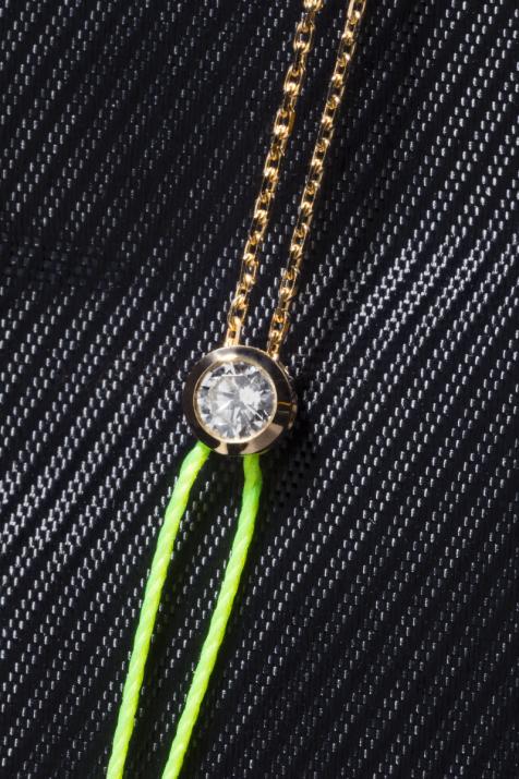 Bracelet double fil et chaîne avec diamant 0.10 ct en serti clos or jaune - Redline - 0++