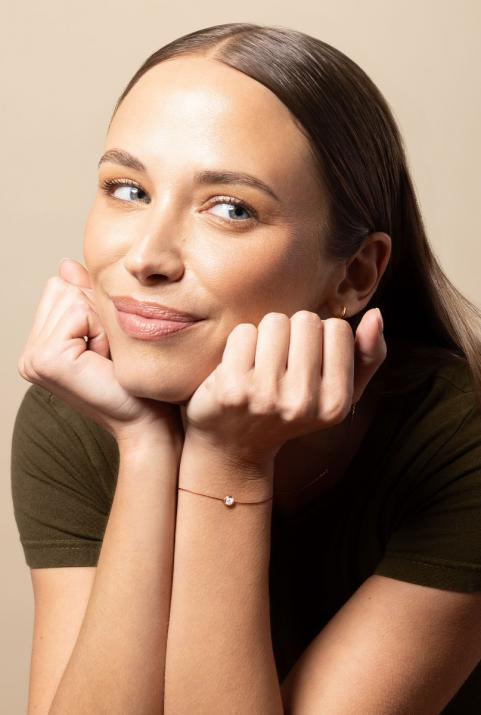 Bracelet fil avec diamant 0.30 carat serti clos or rose - Redline - 0++