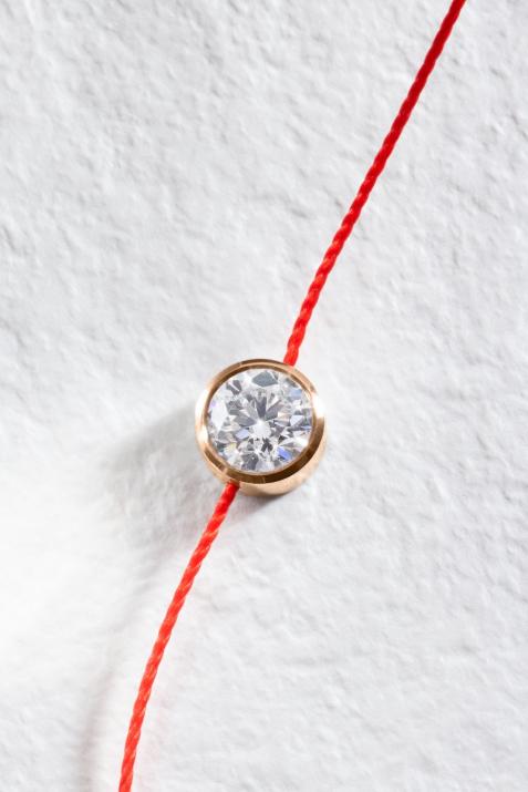 Bracelet fil avec diamant 0.40 carat serti clos or rose - Redline - 0++