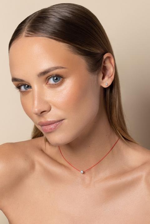 Collier fil avec diamant 0.30 carat serti clos or blanc - Redline - 0++