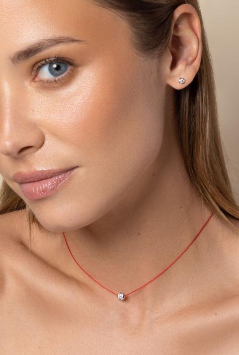 Collier fil avec diamant 0.30 carat serti clos or blanc - Redline - 0++