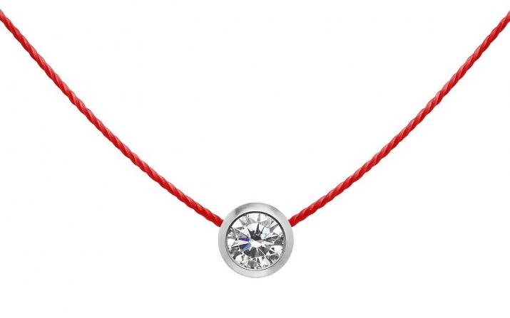Collier fil avec diamant 0.30 carat serti clos or blanc - Redline