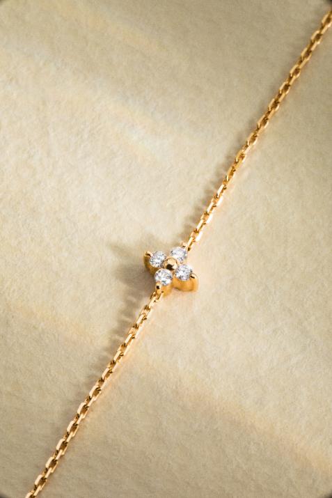 Bracelet chaîne étoile avec 4 diamants or jaune - Redline - 0++