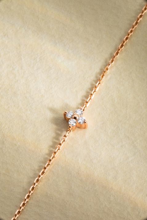 Bracelet chaîne étoile avec 4 diamants or rose - Redline - 0++