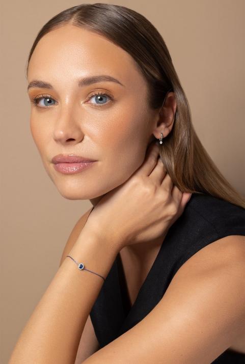 Bracelet fil saphir et diamants en serti griffe or blanc - Redline - 0++