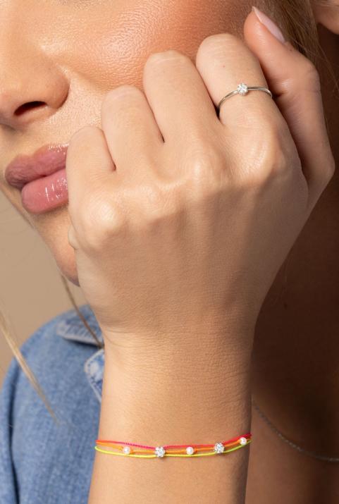 Bracelet 3 fils avec diamant 0.05 ct serti invisible or blanc - Redline - 0++