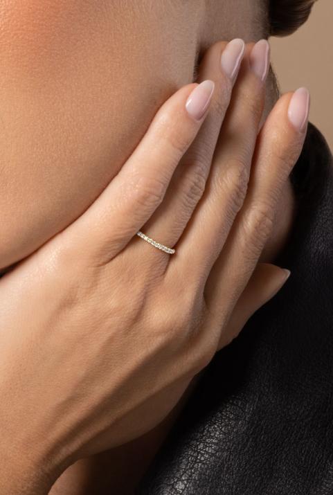 Bague jonc or jaune avec diamant blanc - Redline - 0++