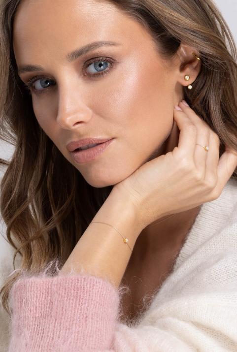 Bracelet fil avec diamant 0,05 carat en serti invisible or rose - Redline - 0++