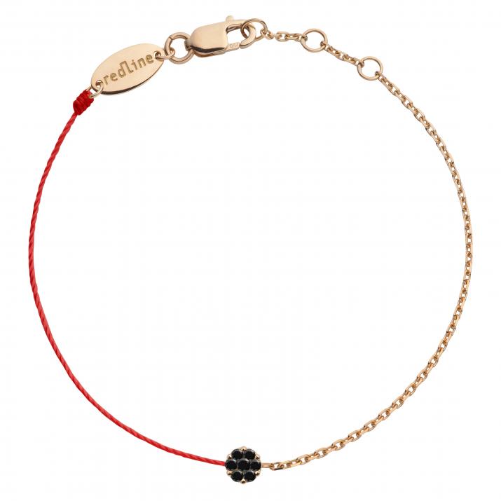 Bracelet fil et chaîne avec diamant noir 0.05 carats en serti invisible or rose - Redline - 0++