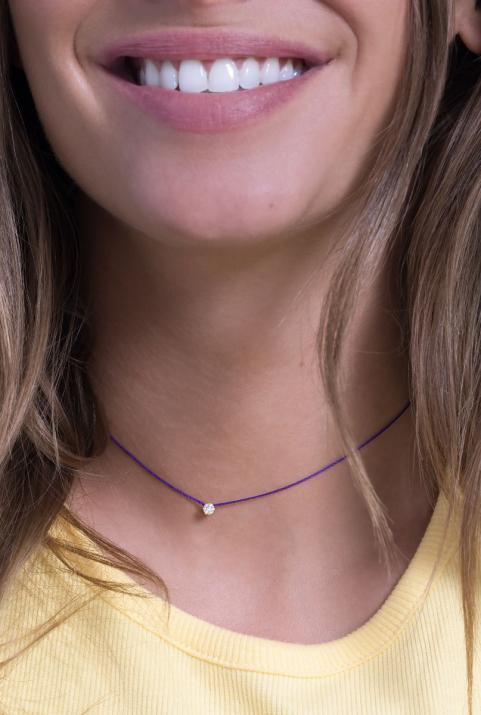 Collier fil avec diamant 0.05 carat en serti invisible or jaune - Redline - 0++