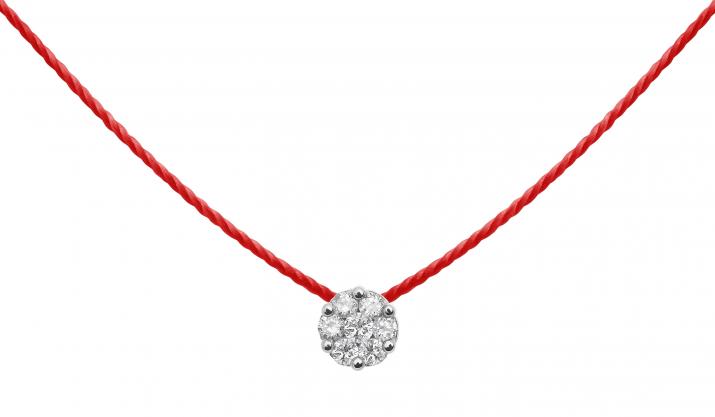 Collier fil avec diamant 0.05 carat en serti invisible or blanc - Redline - 0++