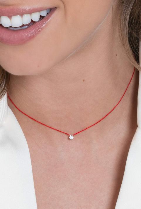 Collier fil avec diamant 0.05 carat en serti invisible or jaune - Redline - 0++