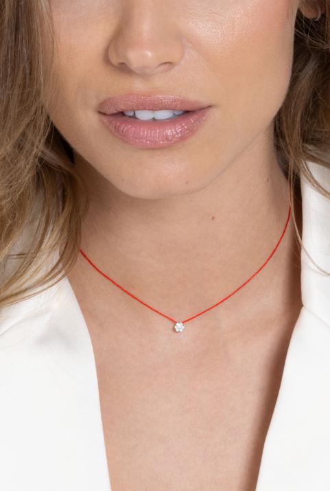 Collier fil avec diamant 0.10 carats en serti invisible or blanc - Redline - 0++