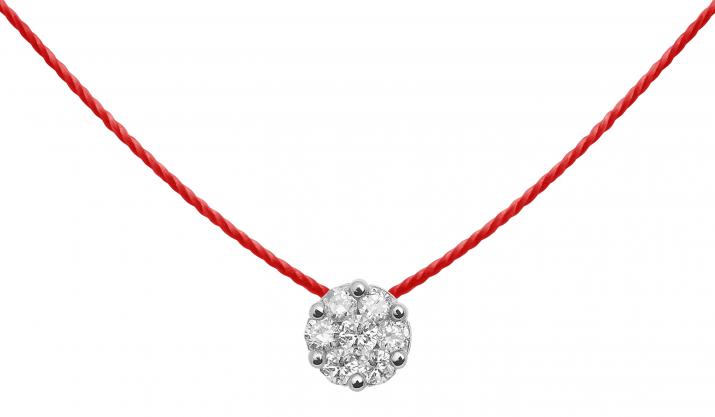 Collier fil avec diamant 0.10 carats en serti invisible or blanc - Redline - 0++