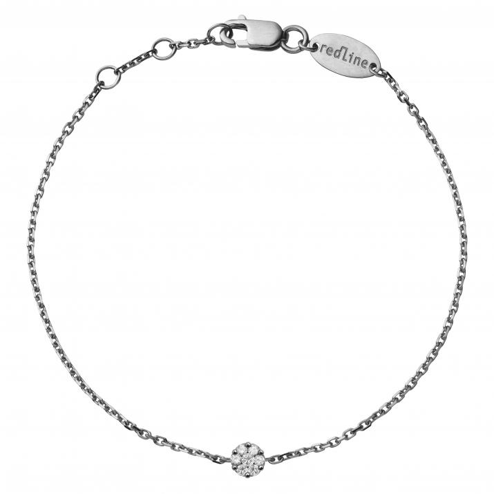 Bracelet chaîne avec diamant 0.05 carat en serti invisible or noir - Redline - 0++