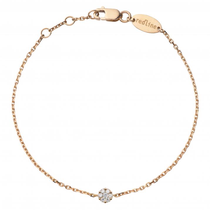 Bracelet chaîne avec diamant 0.05 carat en serti invisible or rose - Redline - 0++