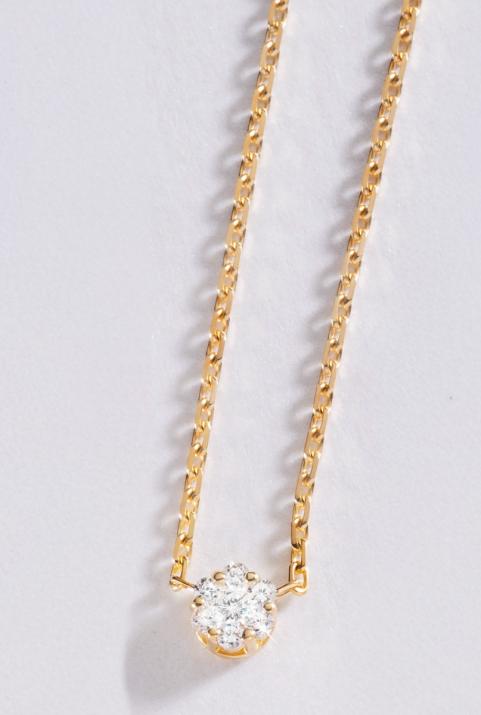 Collier chaîne avec diamant 0.05 carat en serti invisible or jaune - Redline - 0++